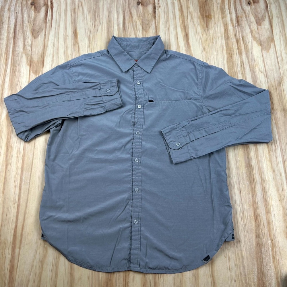 Hawke & Co Shirt Mens XL Gray Button Front Long Sleeve Stretch Comfort Casual
